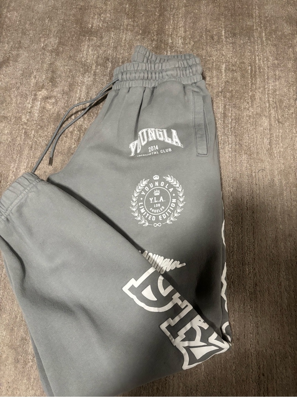 YoungLA Charcoal Grey Graphic Joggers - Men